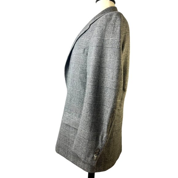 Vintage Black & White Plaid Cashmere Sports Jacket, Men's Size Xtra- Large Tall - Picture 3 of 16